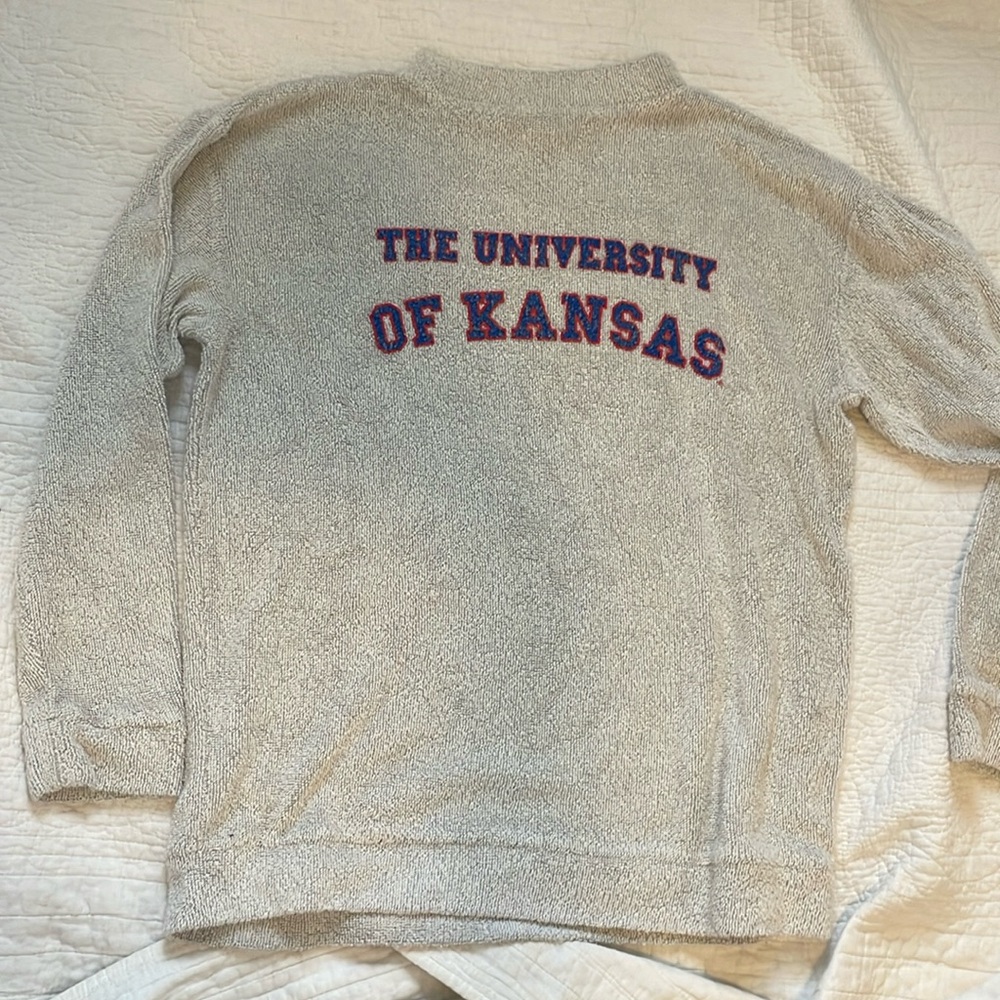 University of Kansas KU terry cloth sweatshirt mock neck